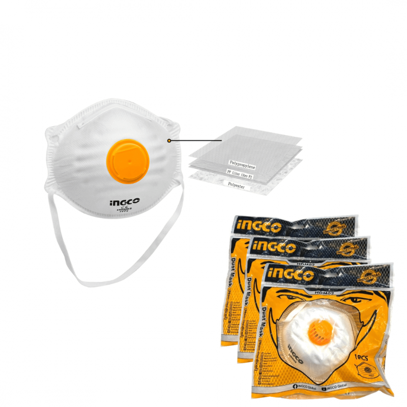 Boîte De 12 Masques À Poussière Classe Ffp2 INGCO HDM02
