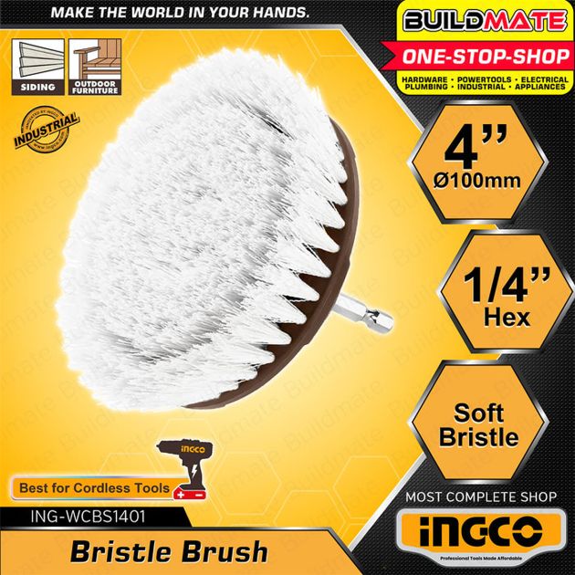 Brosse de nettoyage 4" pour visseuse à poils durs INGCO WCBH1401