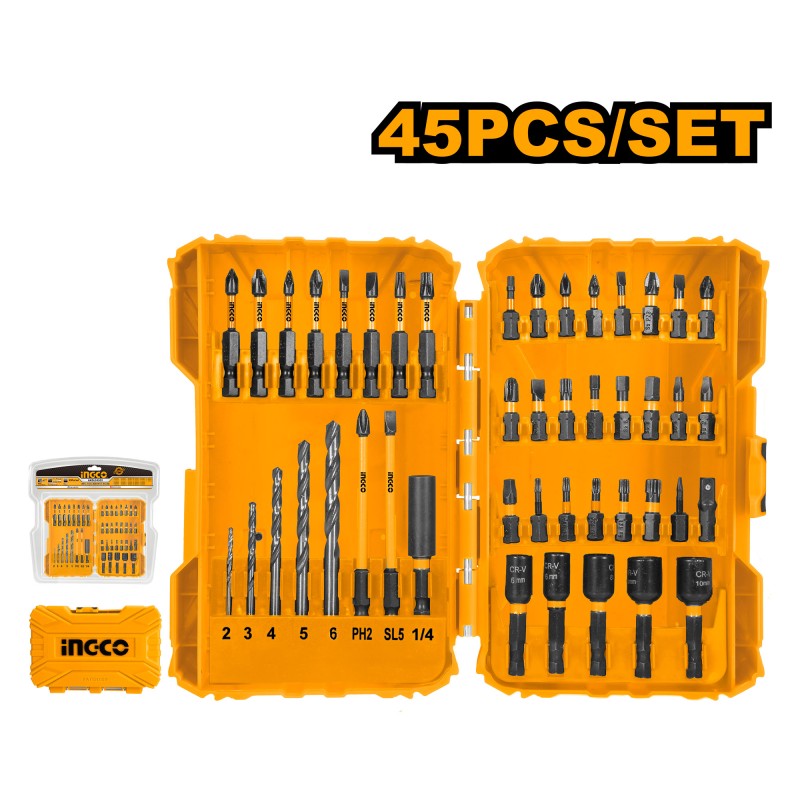 Coffret Alu de 4 Forets et 3 Burins Sds Max - INGCO AKD5075