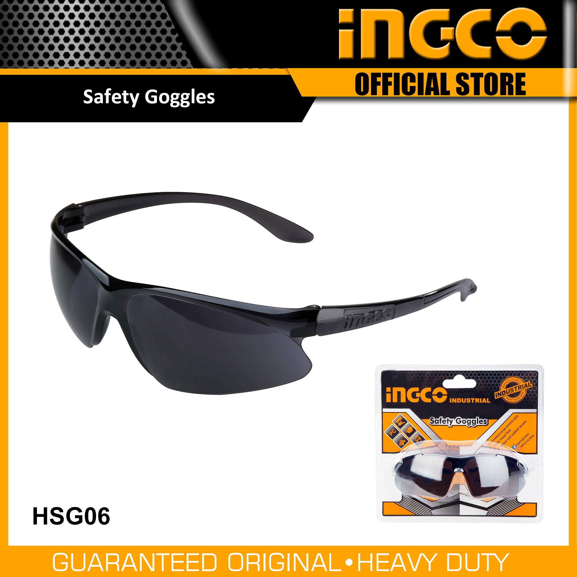Lunettes de Sécurité Teintées Noires INGCO HSG06