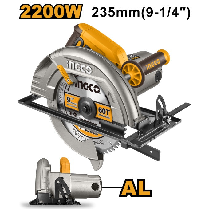 Scie Circulaire Alu 235 mm 2200 W + 1 Lame - INGCO CS2358