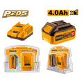 Pack 1 Batterie 20V 4Ah + 1 chargeur rapide SI INGCO FBCPK1214