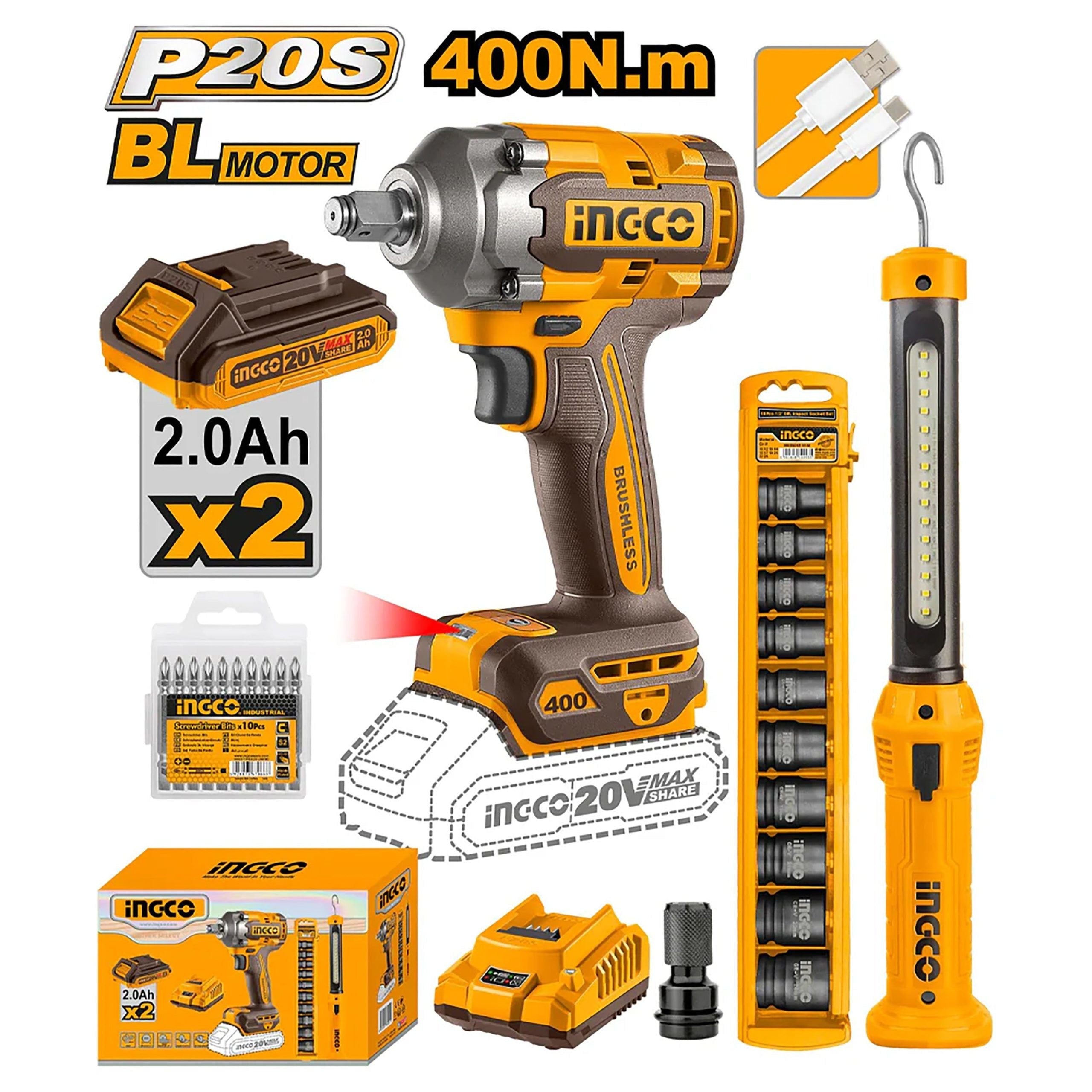 Pack Boulonneuse Bruschless 400nm + Balad - INGCO COSLI23048