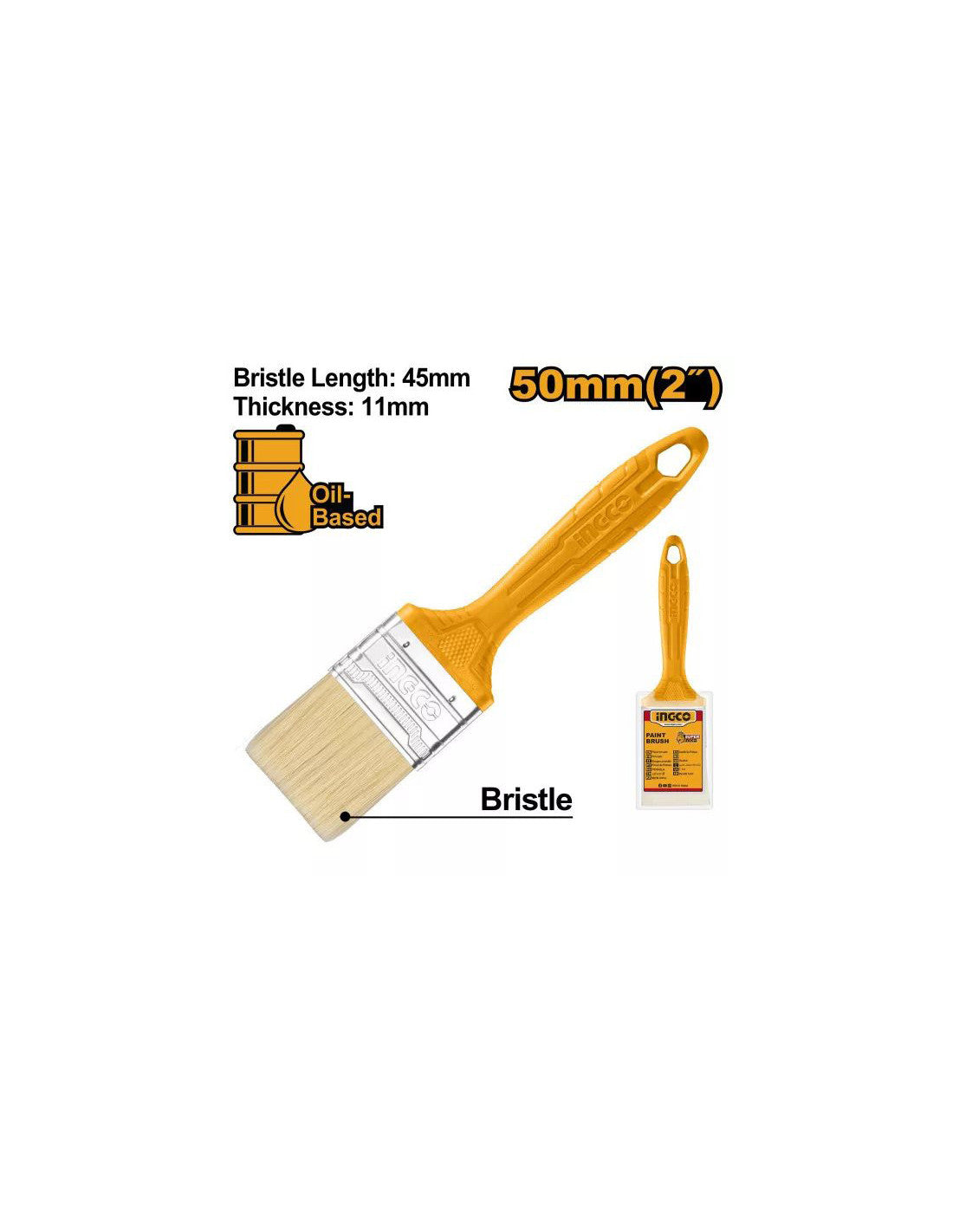 Brosse pour peinture à l'huile (120*30mm)  Longueur des poils: 70 mm INGCO HCLB120308