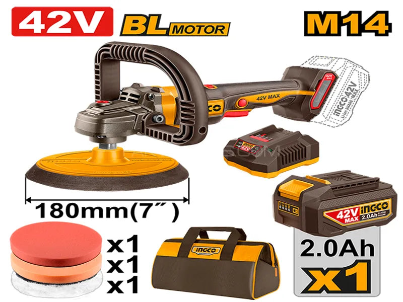 Polisseuse sans fil 180mm 42V avec 1Batt et 1 Chargeur INGCO APLI42181