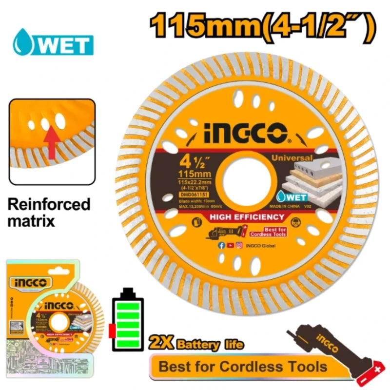 Disque Diamanté Ultrafin 115mm INGCO DMD061151