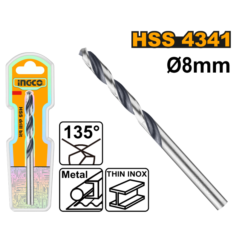Foret Metal HSS 4341 D 8 mm - INGCO DBT1200804
