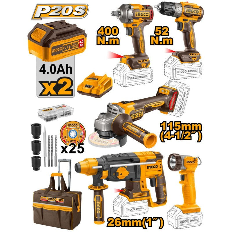 Kit De 5 Machines Ingco Bat 4Ah INGCO CKLI2058