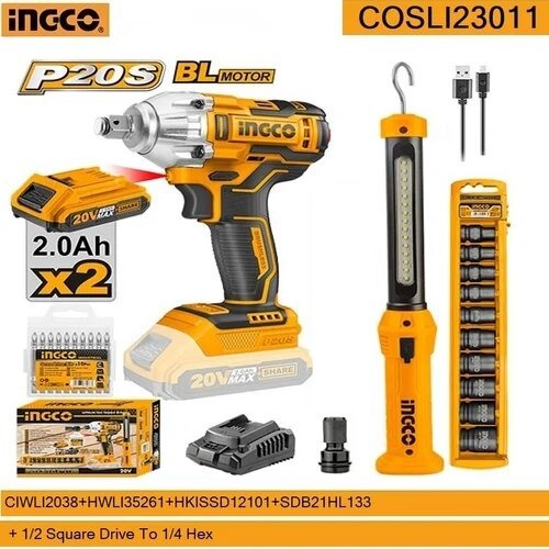 Pack Boulonneuse à choc sans charbons 20V INGCO COSLI23011