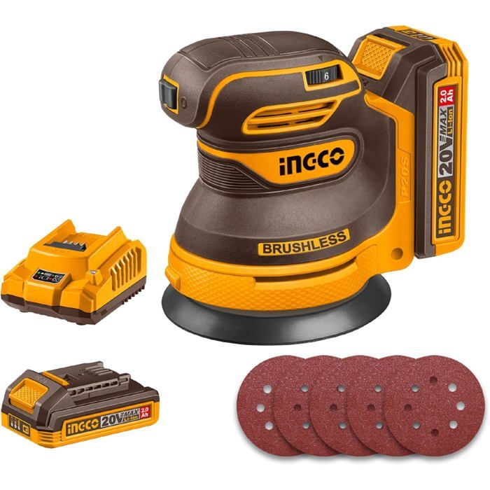 Ponceuse Excentrique Brushless 20 V + 1batt 2 AH 125 mm - INGCO CROSLI20021