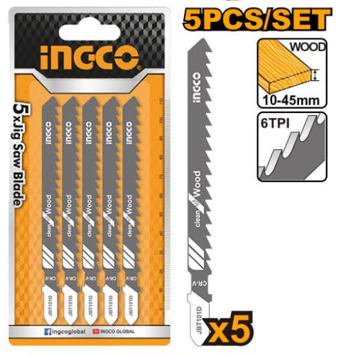 5 Lames Scie Sauteuse pour Bois - INGCO JSBT101D