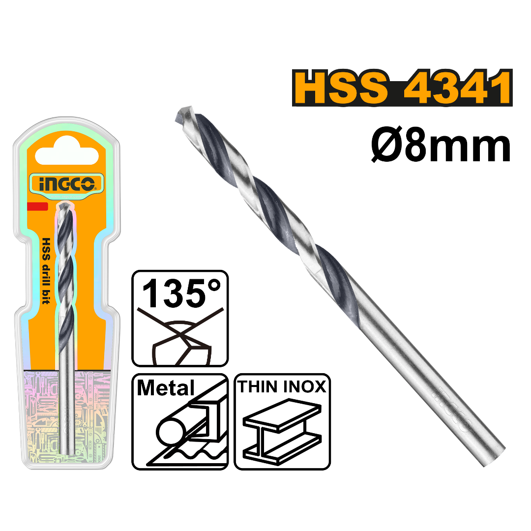 Foret Métal HSS 4341 Diamètre 8mm INGCO DBT1200804