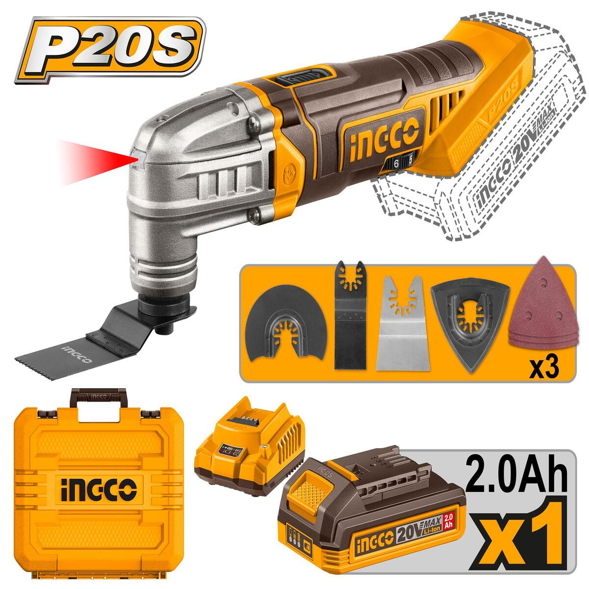 Outil Multifonctions 20 V Sans Batterie/chargeur Si - INGCO CMLI2022