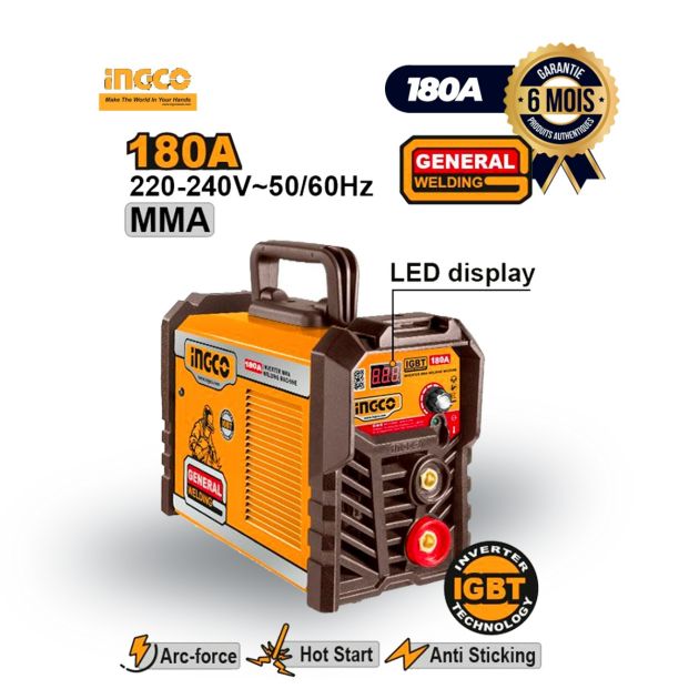 Poste à souder 180A ONDULEUR MMA INGCO ING-MMA18028