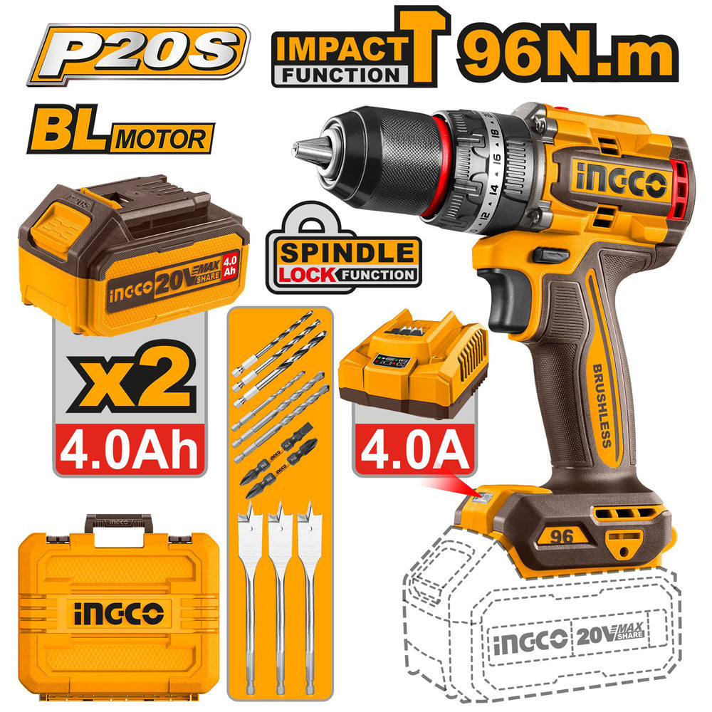 Visseuse à Percussion  20V 80N.m 2 Bat + 1 Ch INGCO CAIRLI208